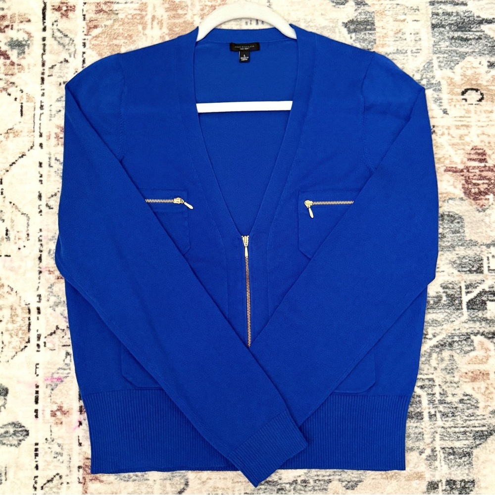 Ann Taylor V-Neck Zip Front Cardigan - Picture 4 of 9